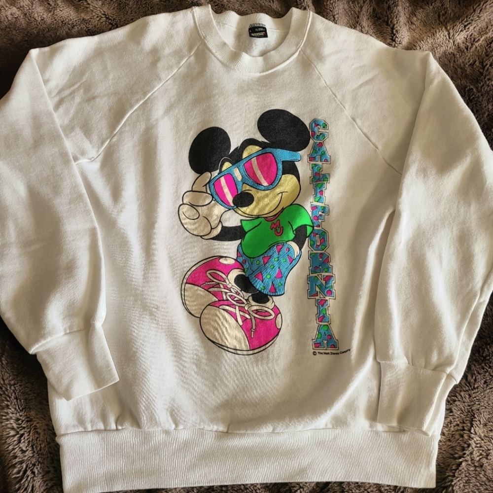 Screen Stars 50/50 Vintage Disney Crewneck Sweatshirt Mickey Mouse California L